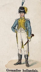 Kaiserliche Garde Napoleon I.: Niederländischer Grenadier - Musiker. Tafel aus dem Buch Les Uniforms de l