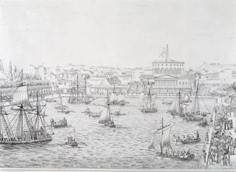 Einweihung des Bassin de la Villette, Paris Mai 1821