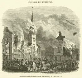 Brand der Kirche Saint-Pierre in Hamburg am 7. Mai 1842