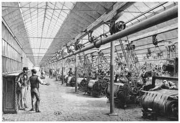 Industrielles Weben in Bagatelle, 1884