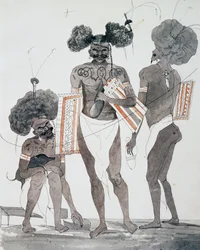 Einwohner von Port Dori, Aquarell von Jules-Louis Lejeune, basierend auf Voyage around world