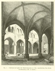 Innenraum der Kirche der Saints-Innocents im Jahr 1786; Reproduktion einer Zeichnung von Desmachy, Sammlung A. Lenoir