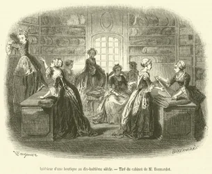 Innenansicht eines Ladens im achtzehnten Jahrhundert