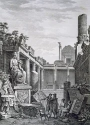 Innenraum der römischen Bäder, Nimes, aus Antiquités de la France: Vol I, Monuments de Nimes