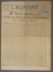 JAccuse-Brief von Emile Zola (1840-1902), veröffentlicht in LAurore, 13. Januar 1898 (Druck)