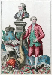 Jacques Necker (1732-1804) - Großer Necker, deine weise Vorsicht wird unsere Herzen erfreuen; du bringst Überfluss zurück, unter dem Wohlwollen von Ludwig XVI - Füllhorn