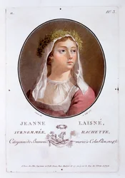 Jeanne Laisne, aus Portraits des grands hommes, femmes illustres, et sujets memorables de France, veröffentlicht 1787-92