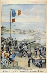 Reise des Präsidenten der Republik nach Tunesien: nach Bizerte, Schießen auf See von der Batterie von El-Ench in Anwesenheit von Herrn Loubet - in „Le Petit Parisien“ vom 03.05.1903