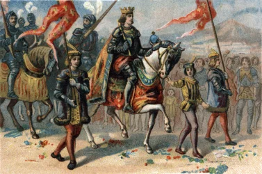 König von Frankreich Karl VIII. (1470-1498) betritt Neapel, Italien, am 22. Februar.