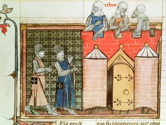 Tempelritter vor Jerusalem, aus Le Roman de Godefroi de Bouillon