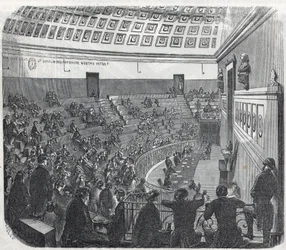 Die Medizinische Fakultät von Paris - das große Amphitheater - Gravur in „Tableau-de-Paris“ von Edmond Texier 1852