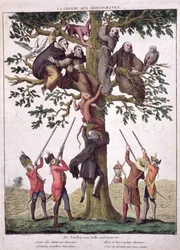 La Chasse aux Aristocrates, antimonarchistische Karikatur, um 1792