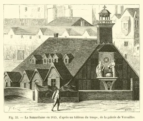 Die Samaritaine im Jahr 1615, nach einem zeitgenössischen Gemälde aus der Galerie von Versailles