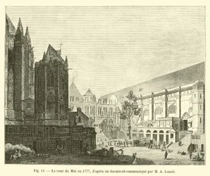 Der Hof des Mai im Jahr 1777, nach einem Dokument von M. A. Lenoir