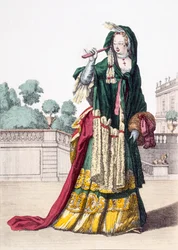 Damen grüner Seidenschal, 1650