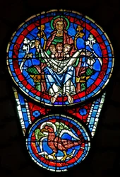 Jüngstes Gericht: Der Schoß Abrahams mit 3 Seelen; St. Johannes