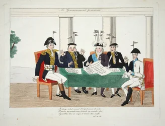 Le Gouvernment Provisoire, veröffentlicht 1814 (handkolorierte Gravur)