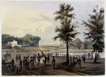 Le Grand Trianon in Versailles - in "Promenade dans Paris et ses environs", entworfen von Jacottet und Benoist, ca. 1840