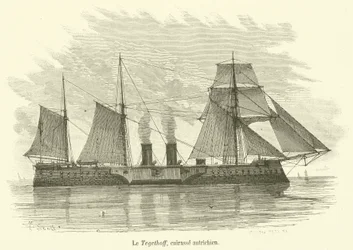 Le Tegethoff, österreichisches Panzerschiff (Stich)