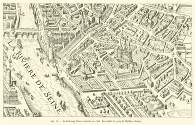 Das Faubourg Saint-Germain im Jahr 1615, Faksimile des Plans von Mathieu Merian