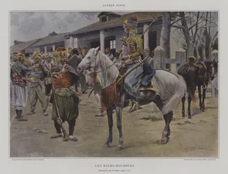 Les Bachi-Bouzouks (Bashi-Bazouks) (Farblithografie)
