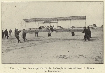 Die Experimente des Flugzeugs Archdeacon in Berck, Der Start