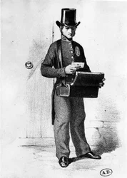 Briefhalter: Postbote um 1850