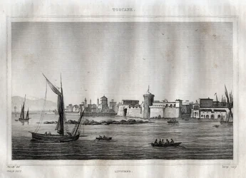 Livorno - Toskana - Gravur aus „Italien pittoresk“ von M. de Norvins, Ch. Nodier 1834-1836