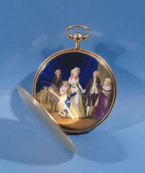 Medaillon mit Emaille von Ludwig XVI., Marie Antoinette und Familie