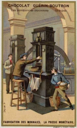 Münzherstellung. Münzpresse