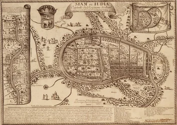 Karte von Ayutthaya, 1686