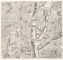 Karte von Paris, die Île de la Cité zeigt, aus dem Atlas de Paris von Jean de la Caille, 1714