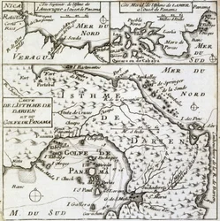 Karte des Isthmus von Darien und des Golfs von Panama in „New Journey Around the World“ von Guillaume Dampier (William Dampier)