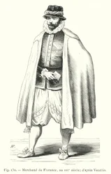 Händler aus Florenz im 16. Jahrhundert; nach Vecellio (Gravur)