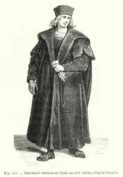 Venezianischer Händler in Syrien im XVI. Jahrhundert; nach Vecellio (Stich)