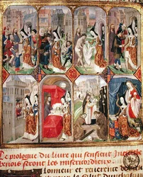 Margarete von York (gest. 1503) dritte Frau von Karl dem Kühnen (1433-77) Herzog von Burgund, führt Wohltätigkeitsakte durch, aus 