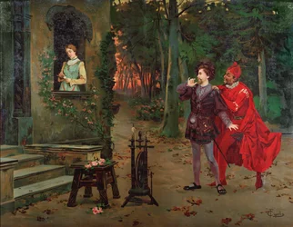 Marguerite, Faust und Mephisto Szene aus Faust von Charles Gounod (1818-1893), ca. 1900
