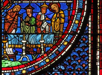 Maria-Magdalena-Fenster: Maria beim Tod von Lazarus