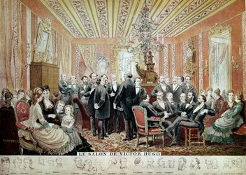 Treffen im Salon Littéraire de la Maison Hugo, Paris, ca. 1875 (Gravur)