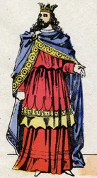Merowingische Dynastie: Porträt von Childerich III. (714-755) König der Franken von 743 bis 751. Epinal-Bildgebung aus dem späten 19. Jahrhundert. Private Sammlung.
