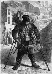 Pariser Beruf: der Händler von Federn, Tassen, Löffeln im Topf.