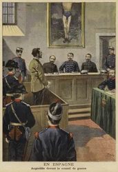 Michele Angiolillo vor dem Kriegsrat, Spanien, 1897