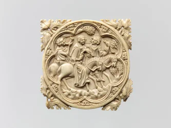 Spiegelgehäuse mit einer Falkenjagdgesellschaft, 1330-60