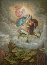Moses empfängt auf dem Berg Sinai die Gesetzestafeln von Gott