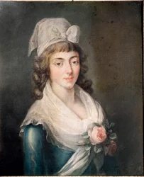 Madame Roland: Porträt von Madame Roland (1754-1793), Figur der Französischen Revolution, mit der Girondistenmütze