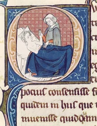 Untersuchung eines Patienten, aus Oeuvres de Galien von Claudius Galenus (ca. 130-ca. 201)