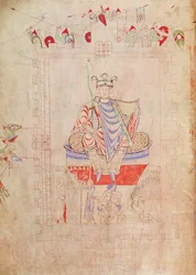 Ms. 1215 t.3 fol.13v König David in Majestät im Zentrum von Jerusalem, 1109