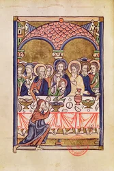Ms 1273 fol.12v Das letzte Abendmahl, aus einem Psalter