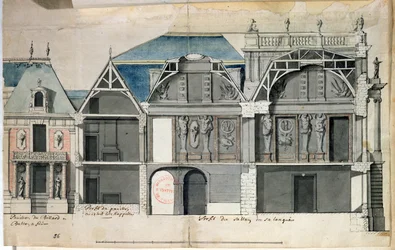 Querschnitt eines Flügels des Schlosses von Versailles, gebaut von Louis Le Vau