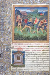 Ms. 1581 f. 071 Illustration aus Buch IV (Von der Ablehnung jener Generation bis zum Tod des Mose), Kapitel 1 der Antiquitates Judaicae von Flavius Josephus